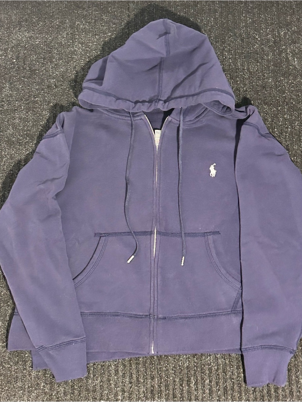 Ralph Lauren Navy Zip Hoodie with Yellow Logo